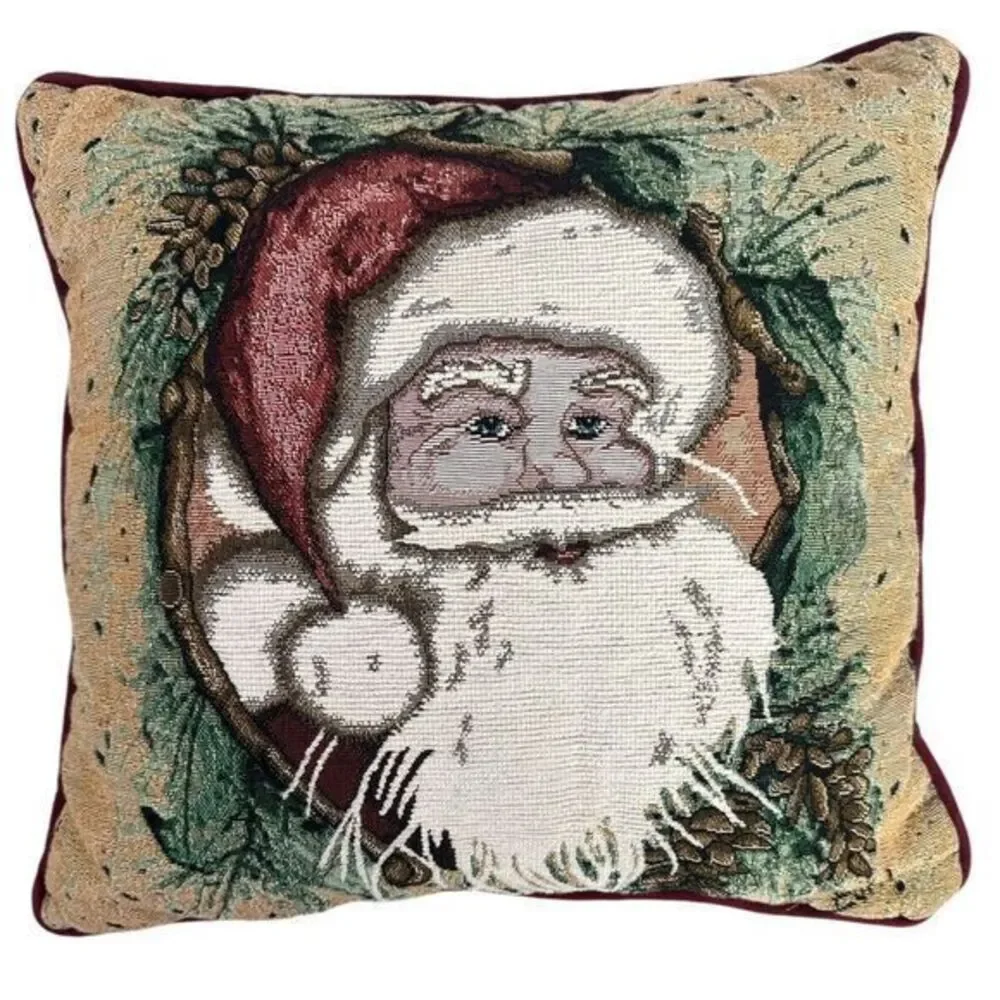 La France Home Decorative Throw Pillow Tapestry Santa Clause‎ Christmas Cushion